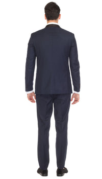 Ferrecci Men's Reno Navy / Black Slim Fit Shawl Lapel 2 Piece Tuxedo Suit Set