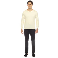 Sam Jacobi Men's Pullover Off-White Knitted Sweater Crewneck Stylish Knitwear Long Sleeve Casual Slim Fit