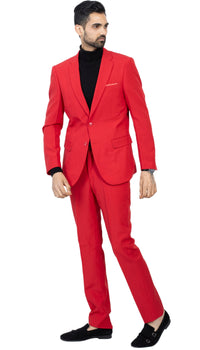 Paul Lorenzo Mens Red Slim Fit 2 Piece Suit