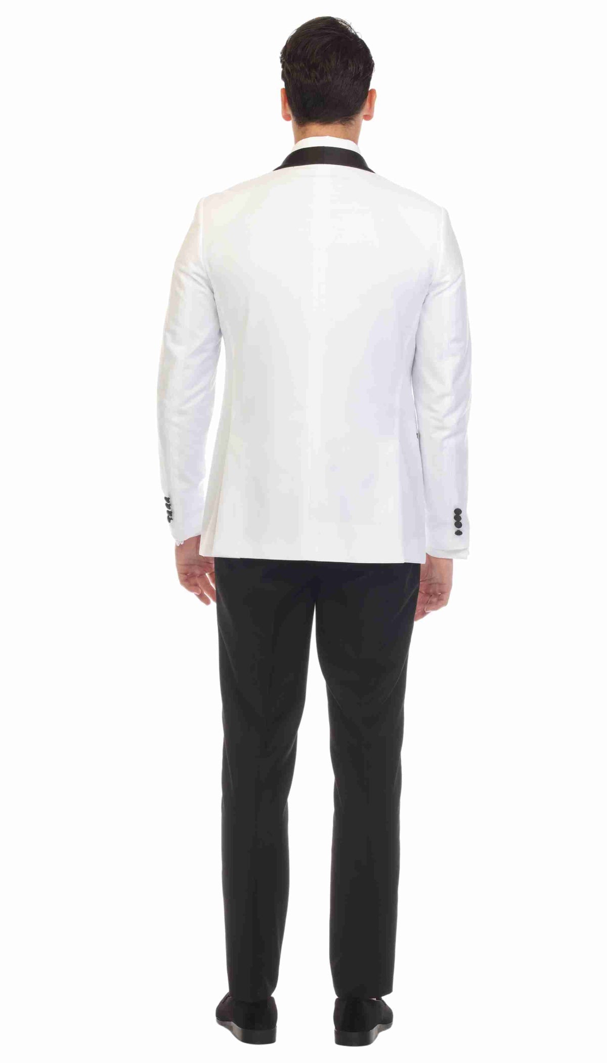 Ferrecci Men's Reno White/Black Slim Fit Shawl Lapel 2 Piece Tuxedo Suit Set