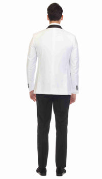 Ferrecci Men's Reno White/Black Slim Fit Shawl Lapel 2 Piece Tuxedo Suit Set