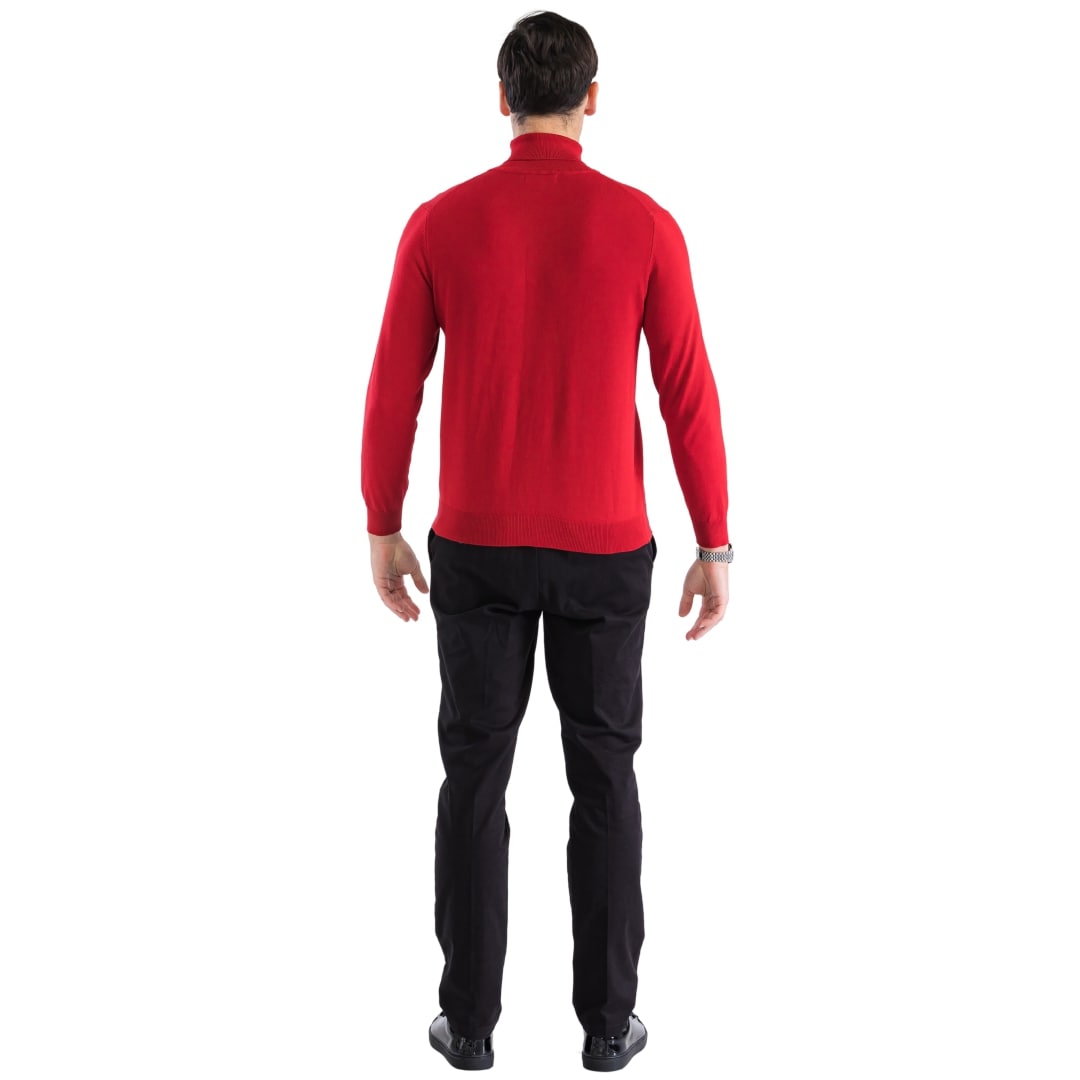 MENS RED PULLOVER TURTLENECK SWEATER
