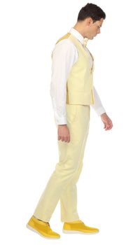 Men's Slim Fit Two Button Yellow Seersucker Suit