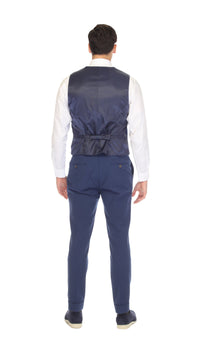 Men's Blue Grant Double Breasted Seersucker Vest