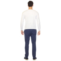 Sam Jacobi Men's Pullover White Knitted Sweater Crewneck Stylish Knitwear Long Sleeve Casual Slim Fit