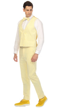 Men's Slim Fit Two Button Yellow Seersucker Suit