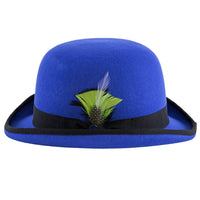 Premium Wool Blue And Black Derby Bowler Hat