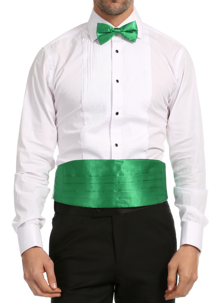 Satine Green Bow Tie & Cummerbund Set