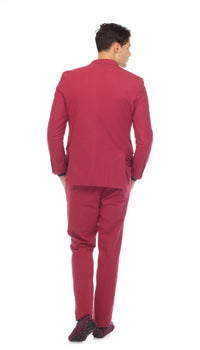 Men's Burgundy Double Breasted Slim Fit Seersucker Suit