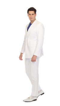 Men's White Double Breasted Slim Fit Seersucker Suit