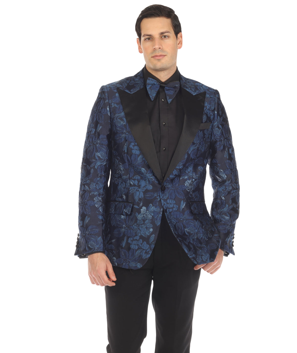Men's Drake Blue Peak Lapel Tuxedo 1 Button 2 Vent Slim Fit Blazer