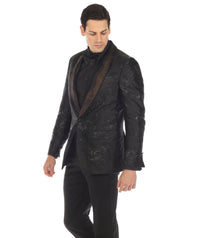 Men's Midnight Black Shawl Collar Tuxedo 1 Button 2 Vent Slim Fit Blazer