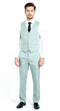 Slim Fit Two Button 3-Piece Sharkskin Business Suit – Moss Green