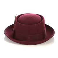 Burgundy Wool Pork Pie Hat - FHYINC best men's suits, tuxedos, formal men's wear wholesale