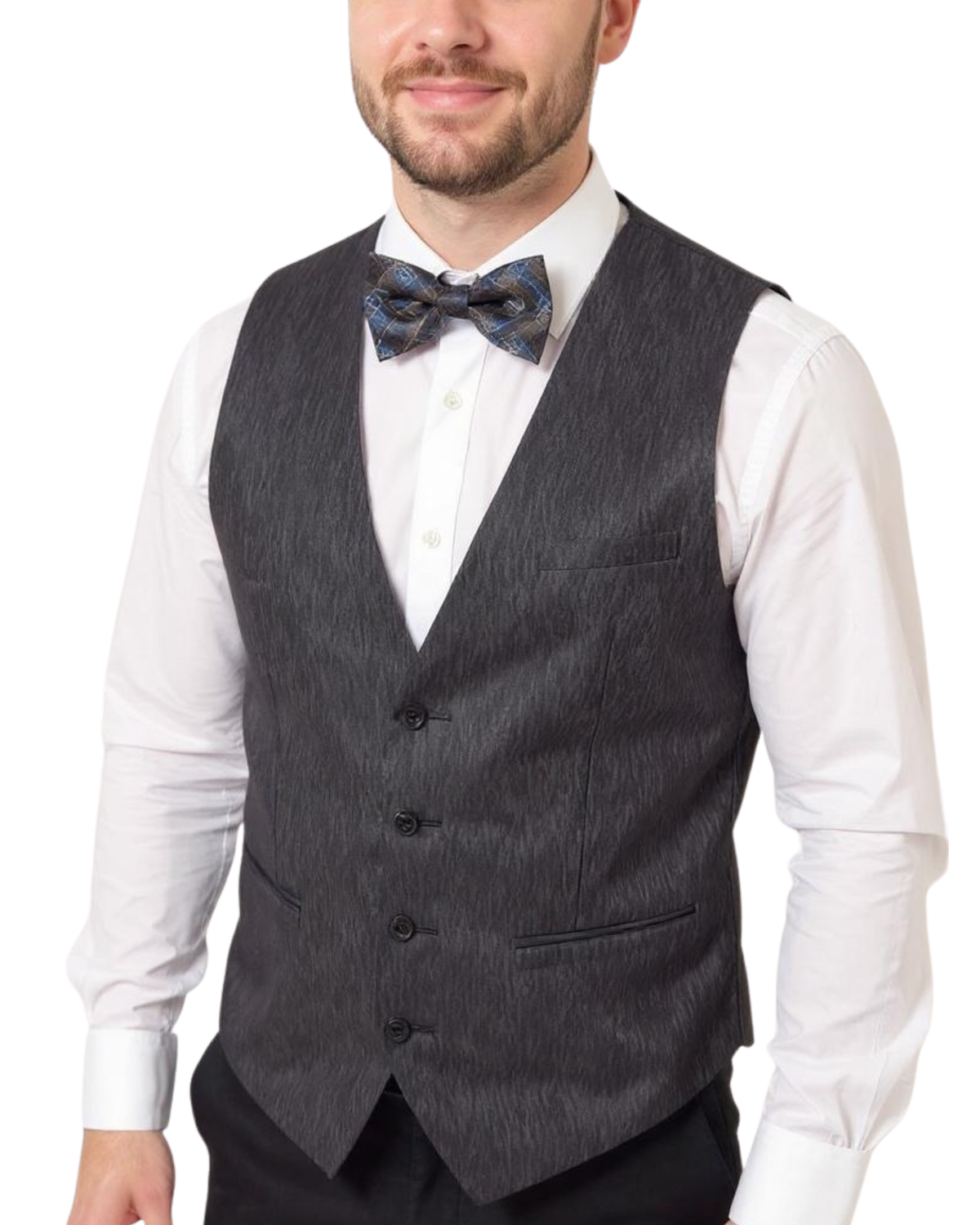 Ferrecci Mens PV200 - Black with Black Back Adjustable Vest Set