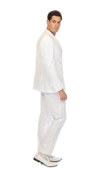 Men's Slim Fit Two Button White Seersucker Suit