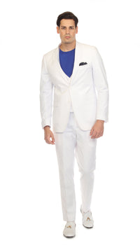 Men's Slim Fit Two Button White Seersucker Suit