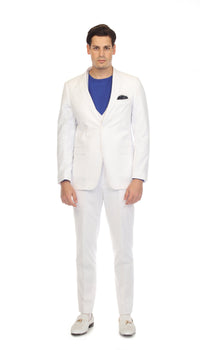 Men's Slim Fit Two Button White Seersucker Suit