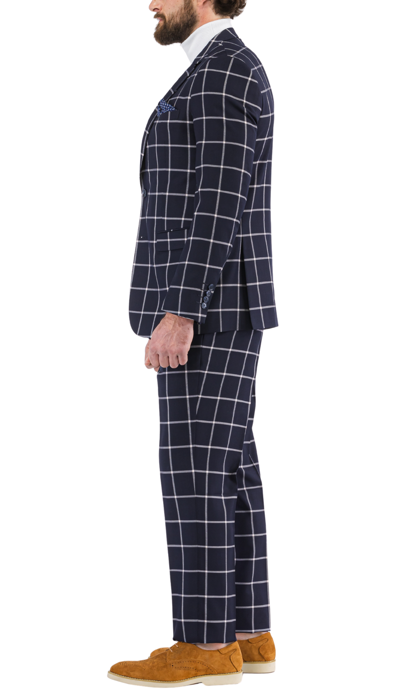 Harvy Navy Mens 2 Button Slim Notch Lapel Suit