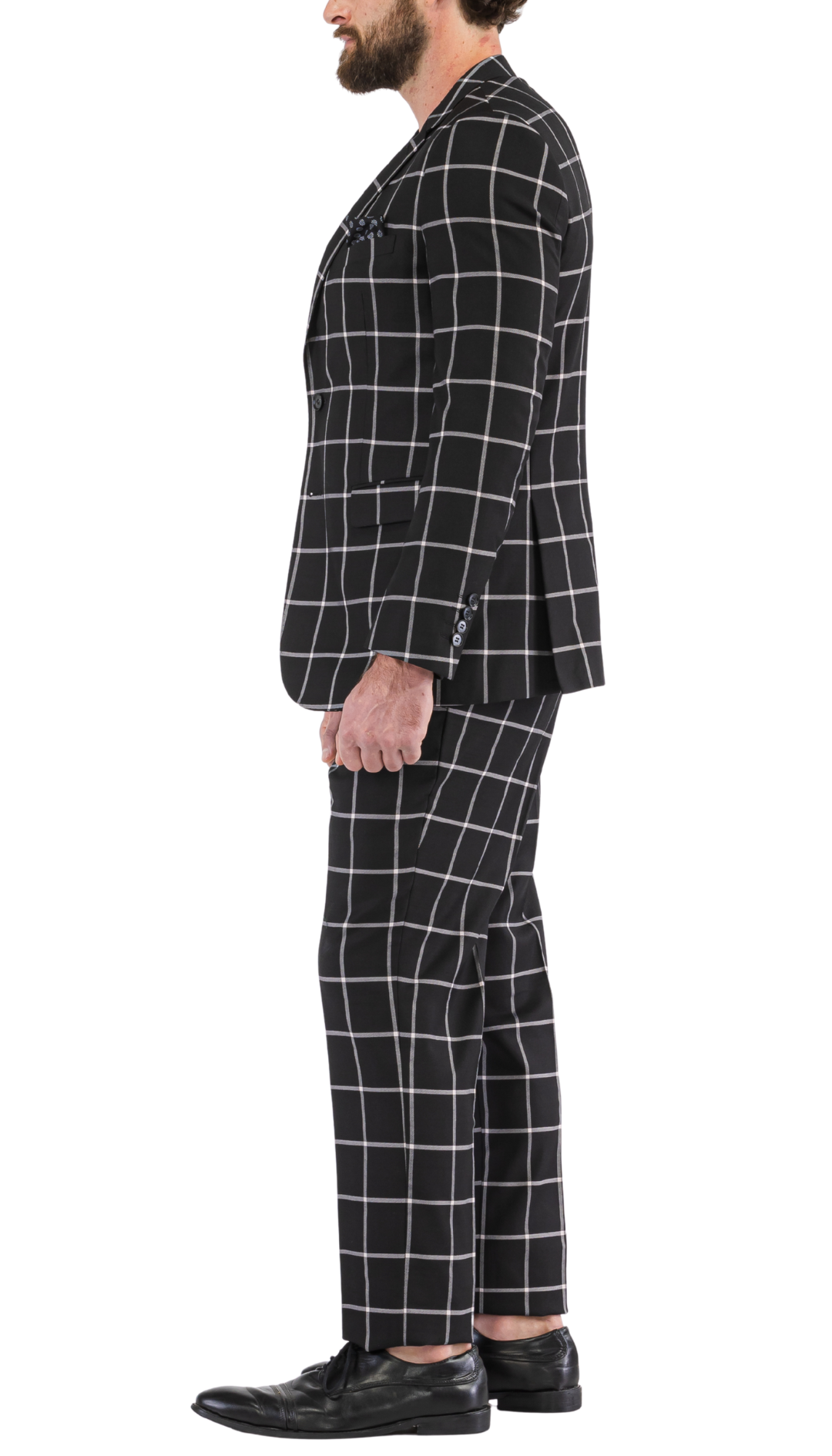 Harvy Black Mens 2 Button Slim Notch Lapel Suit
