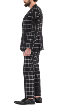 Harvy Black Mens 2 Button Slim Notch Lapel Suit