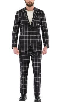 Harvy Black Mens 2 Button Slim Notch Lapel Suit