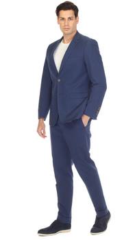 Men's Slim Fit Two Button Navy Seersucker Suit