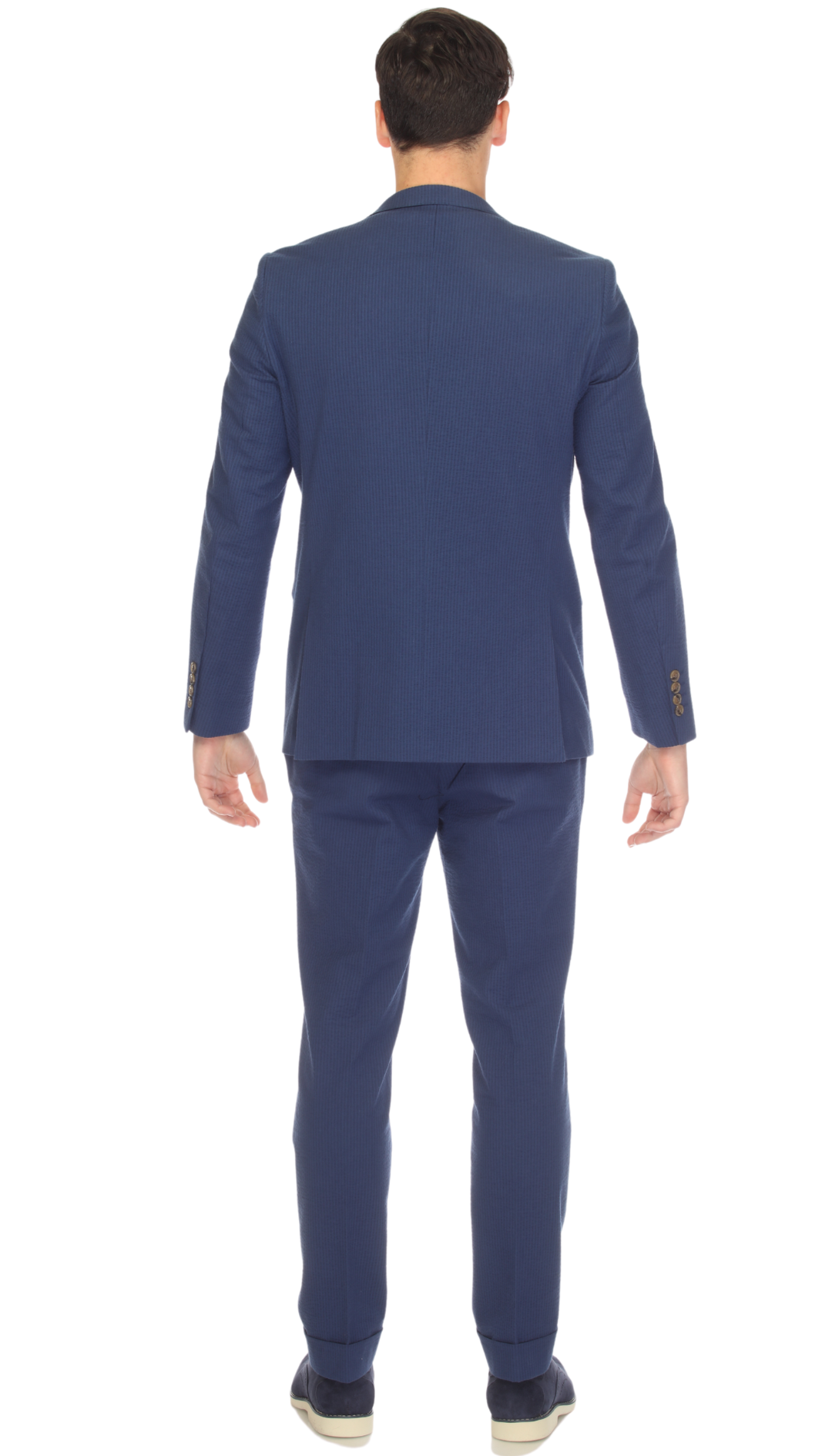 Men's Slim Fit Two Button Navy Seersucker Suit