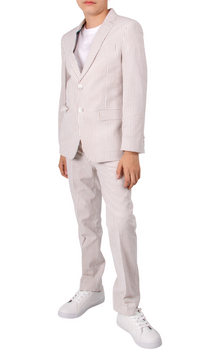 Ferrecci Boys Seersucker 2pc Suit Set Tan