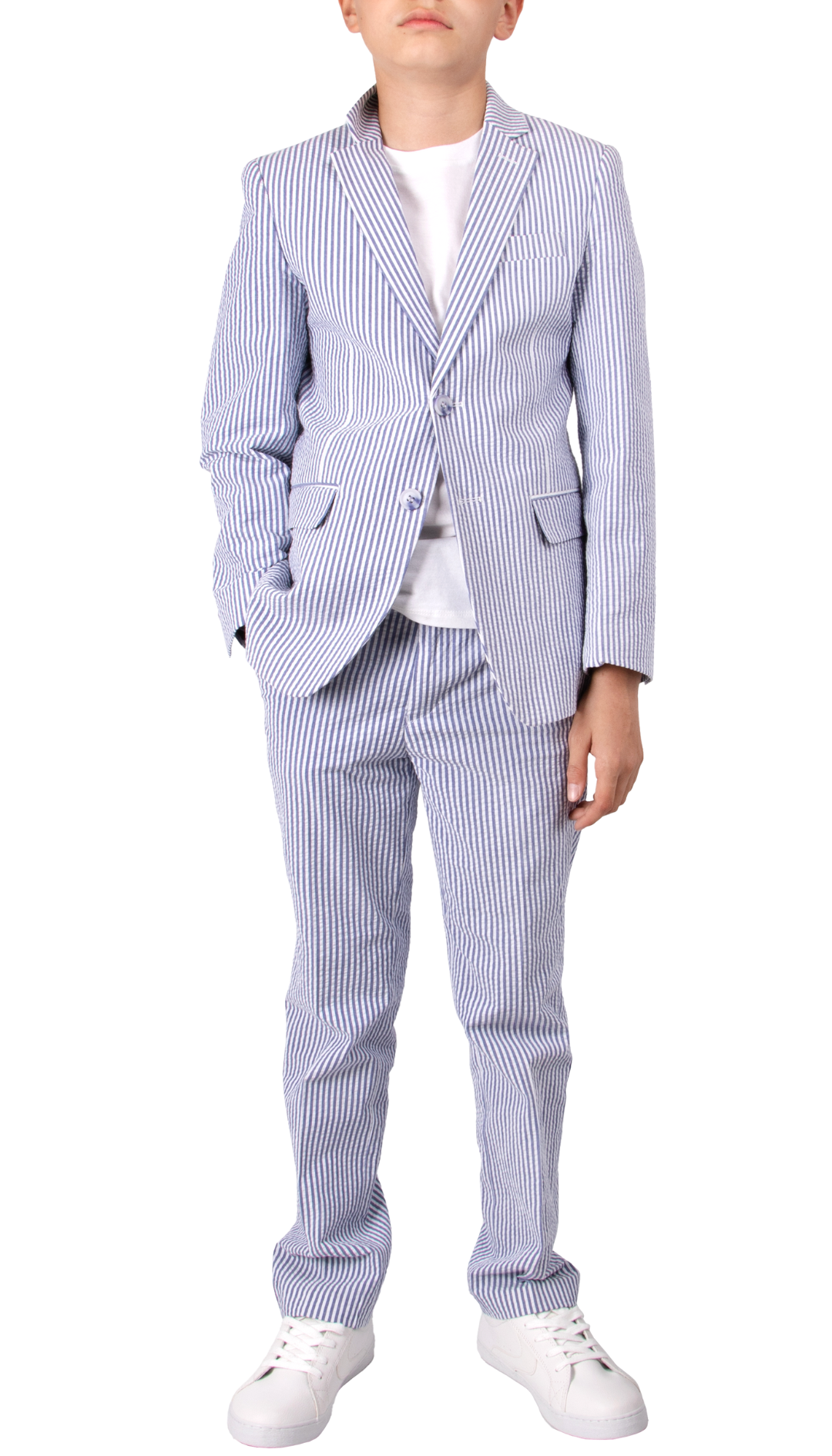 Ferrecci Boys Seersucker 2pc Suit Set Blue