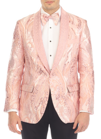 Cosmopolitan Pink Men's Shawl Collar Tuxedo 1 Button 2 Vent Slim Fit Blazer