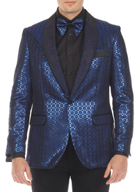 Men's Mojito Blue Shawl Collar Tuxedo 1 Button 2 Vent Slim Fit