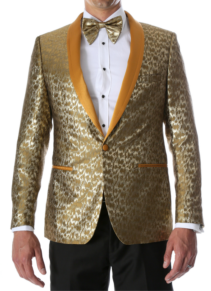 Men's Webber Gold Modern Fit Shawl Collar Tuxedo Blazer - Young Man’s Prom Wear