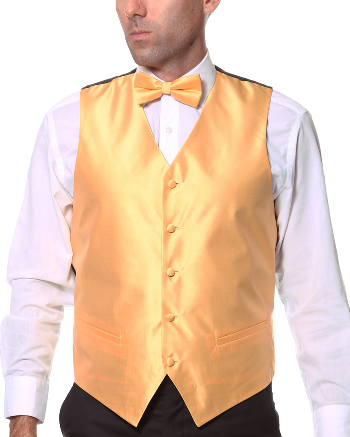 Ferrecci Mens PV450 - Gold with Black Back Adjustable Textured Vest Set