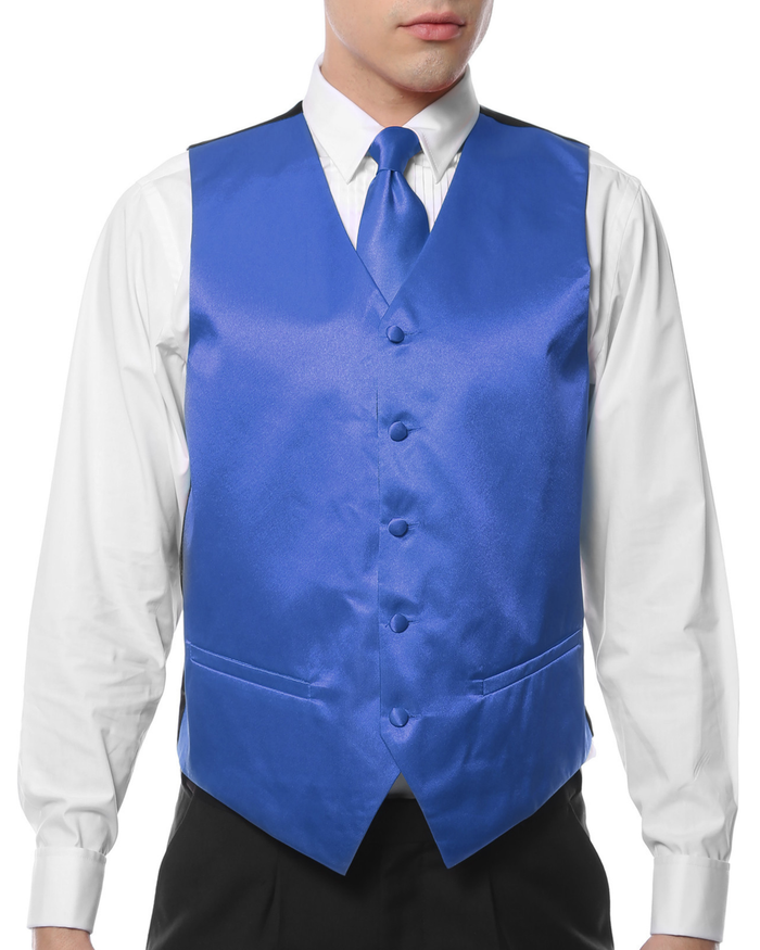 Ferrecci Mens PV600 - Royal Blue with Black Back Adjustable Vest Set
