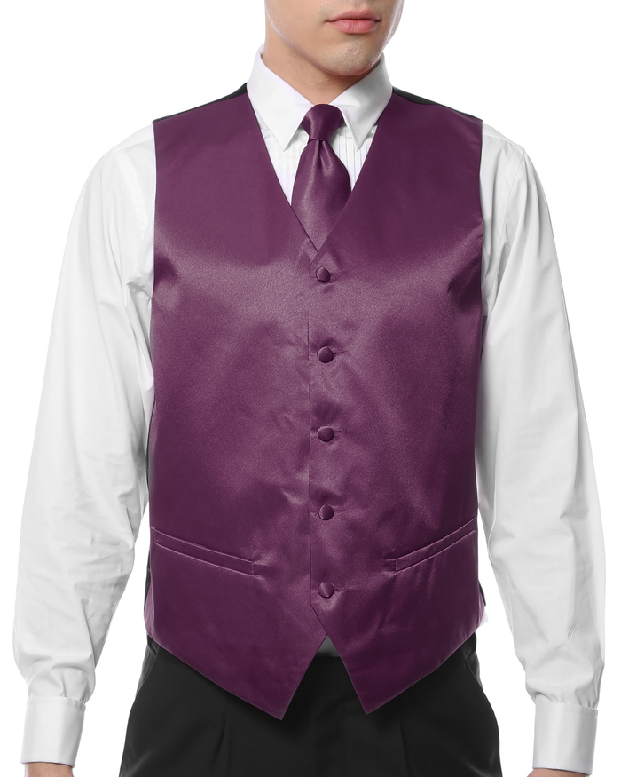 Ferrecci Mens PV600 - Dark Purple with Black Back Adjustable Vest Set