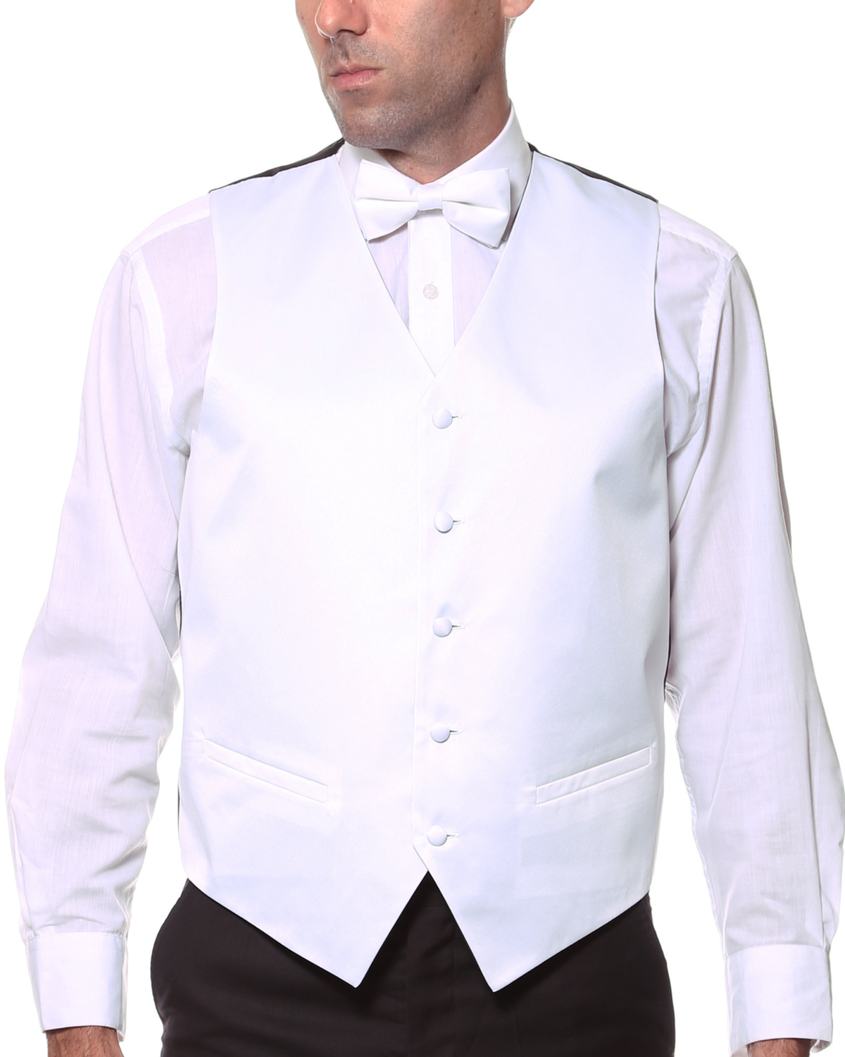 Ferrecci Mens PV600 - White with White Back Adjustable Vest Set