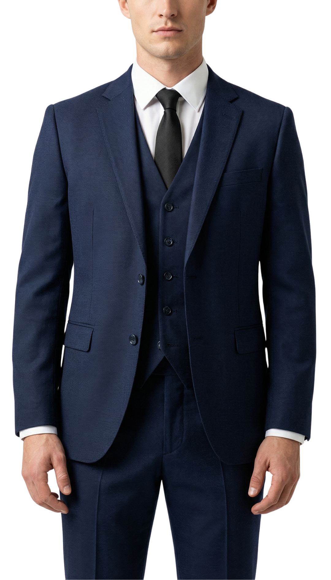 JAX Men's Navy Blue 3-Piece Slim Fit Suit – 2-Button Notch Lapel