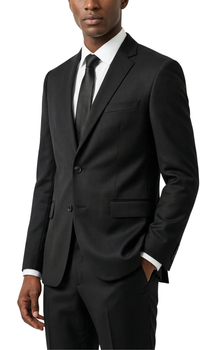 JAX MENS BLACK 2 BUTTON NOTCH LAPEL PICK STITCHING 3 PC SLIM FIT SUIT