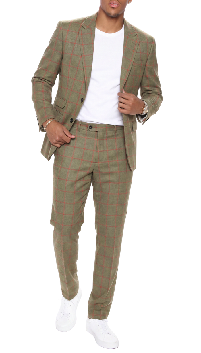 THE WINDSOR CHECK MENS 2 BUTTON SLIM FIT SUIT