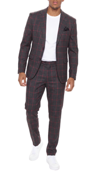 THE WINDSOR CHECK MENS 2 BUTTON SLIM FIT SUIT