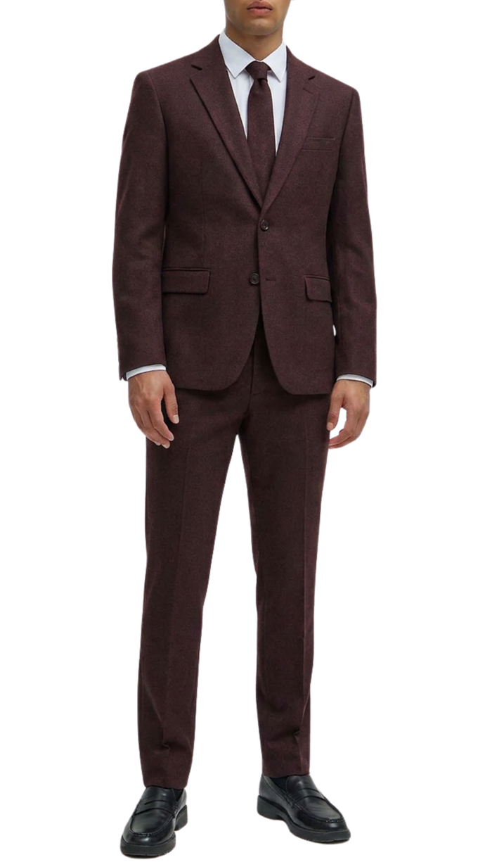 Belmont Notch Lapel Tweed Rich Brown Suit With Peak Stiching.