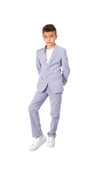 Ferrecci Boys Seersucker 2pc Suit Set Blue - Front 2