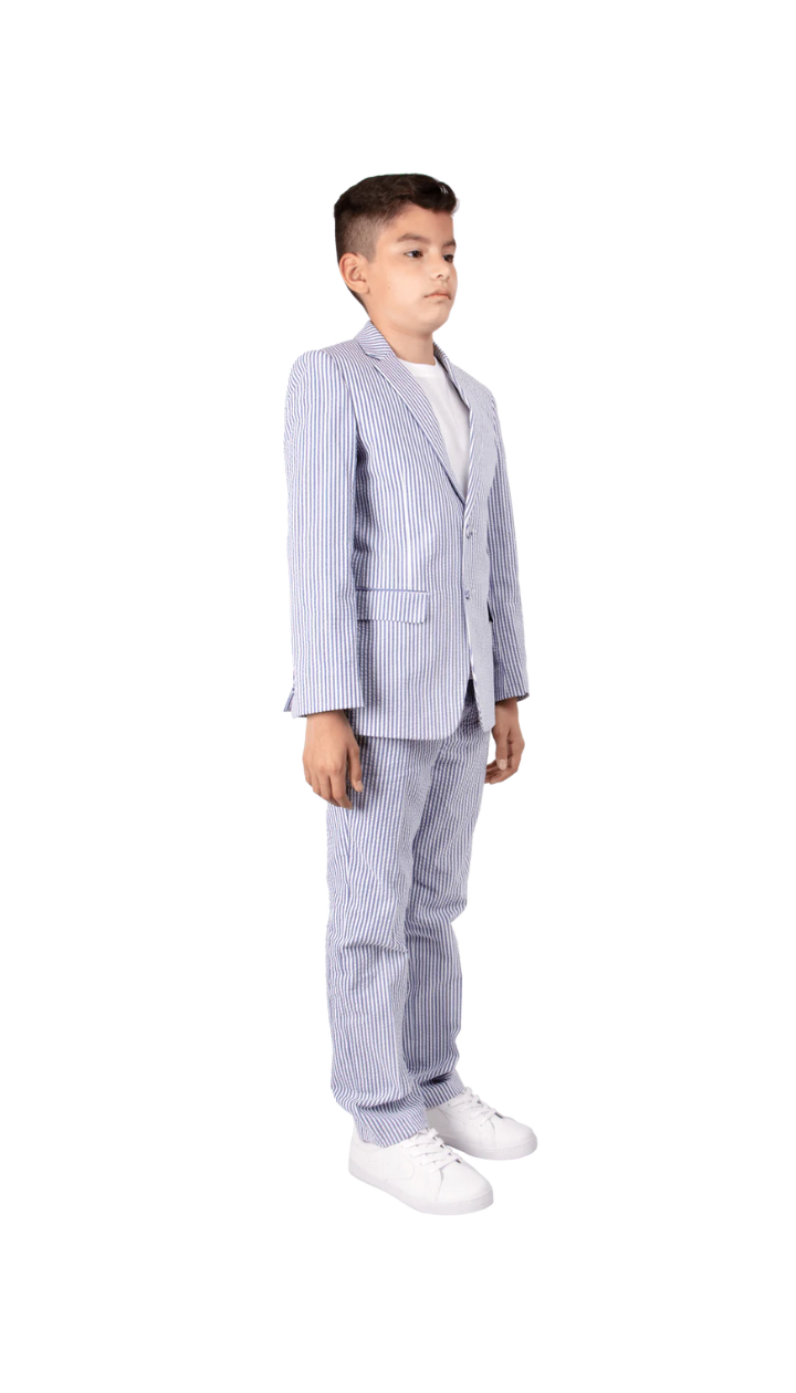 Ferrecci Boys Seersucker 2pc Suit Set Blue - Right