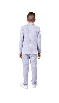 Ferrecci Boys Seersucker 2pc Suit Set Blue - Back
