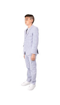 Ferrecci Boys Seersucker 2pc Suit Set Blue - Left
