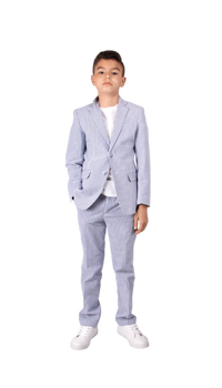 Ferrecci Boys Seersucker 2pc Suit Set Blue - Front