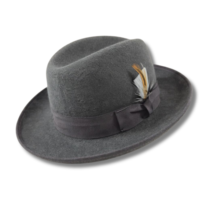 Ferrecci 100 % Wool Australian Firm Fur Felt Charcoal Godfather Hat