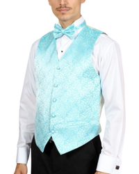 Ferrecci Mens PV50-5 Turquoise with Cream Back Vest Set