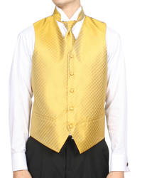 Ferrecci Mens PV300 - Gold with Black Back Adjustable Diamond Vest Set